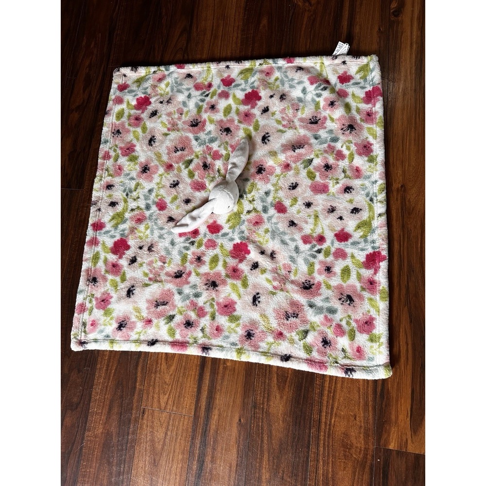 Baby Thro Rilynn Bunny Rabbit Floral Lovey Security Blanket Oversized 30x30 RARE - Picture 8 of 11